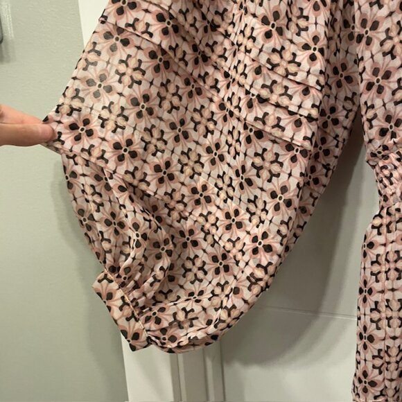 NWOT Misa Pink Tile Print Pullover Mini Dress Smocked Waist Size XS - Picture 6 of 12